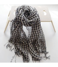 Literary navy small plaid French sunscreen female shawl tassel