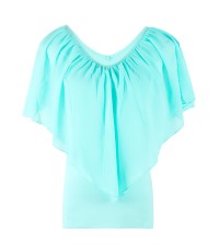 Spot cross-border source wish ebay Europe and America popular chiffon bat sleeve splicing T-shirt top women OM1001