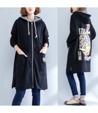 winter prints cotton sport cardigans oversize casual side open coat