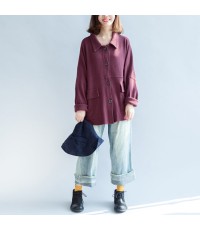 autumn warm burgundy vintage cotton short coats plus size batwing sleeve jackets