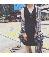 Summer Bikini Swimsuit Outer Blouse Gray Print Beach Vacation Oversized Scarf