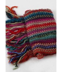 new women rainbow striped knit scarf tassel vintage warm scarves